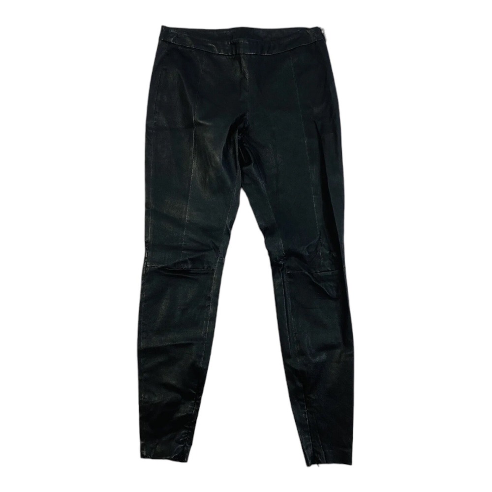 MUUBAA Black Pure Lamb Leather Tapered Zippered Ankle Womens Pants Size 4